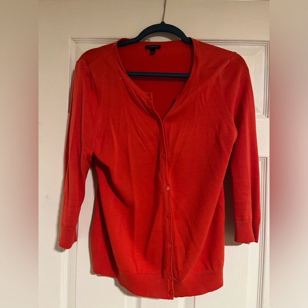 Talbots red cardigan size small